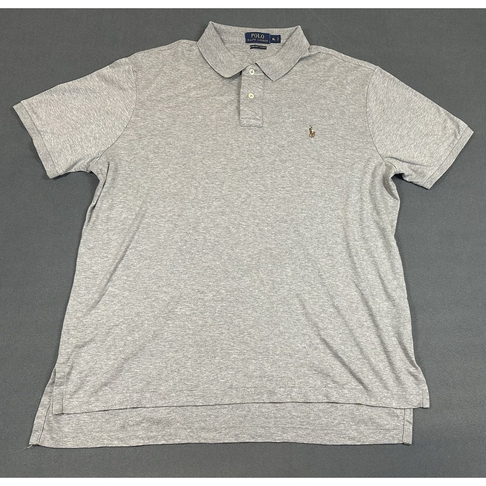 Polo Ralph Lauren Pima Soft Touch Polo Shirt XL Grey Short Sleeve Flesh Pony